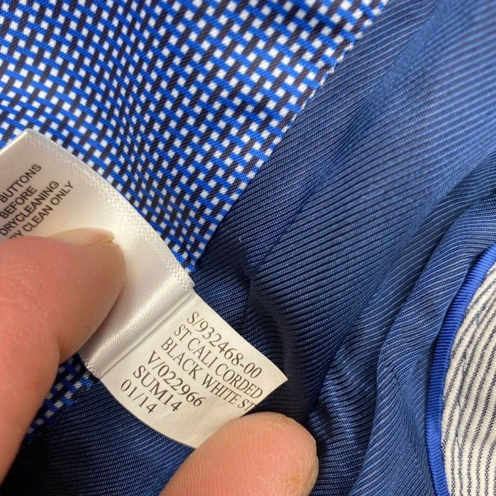 Banana Republic Blazer Mens 40L Blue Seersucker Elbow Patch Tailored Sport Coat